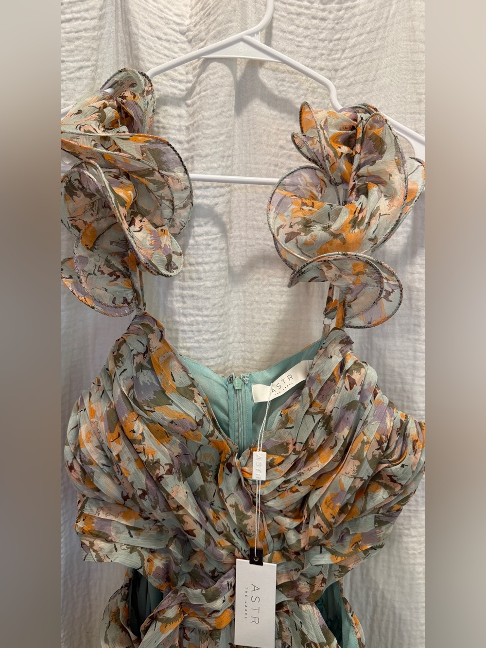 ASTR the Label Fritillaria Maxi Dress Mint Purple Floral Cutout Slit Size L NWT - Picture 10 of 15